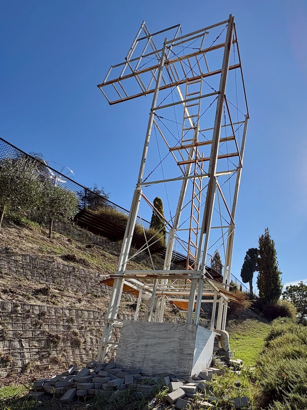 Tower of metal tubes and ladders